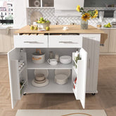 Bellemave® Rolling Kitchen Cart on Wheels with Internal Storage Rack,Towel Rack and Drop Leaf, 2 Drawers and 3 Tier Pull Out Cabinet Organizer - Bellemave